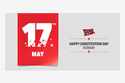 Norway constitution day vector card