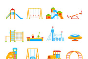 Playground equipment icon set