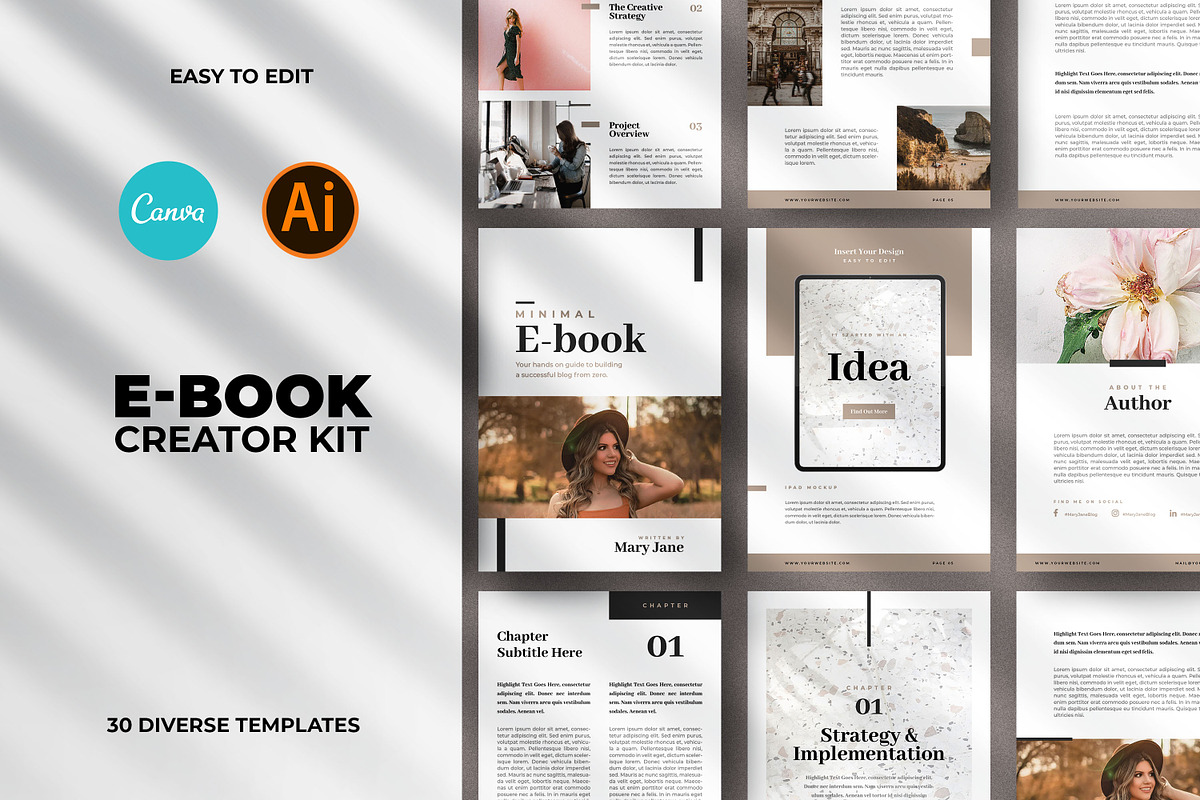 Minimal Ebook Templates For Canva in Magazine Templates - product preview 8