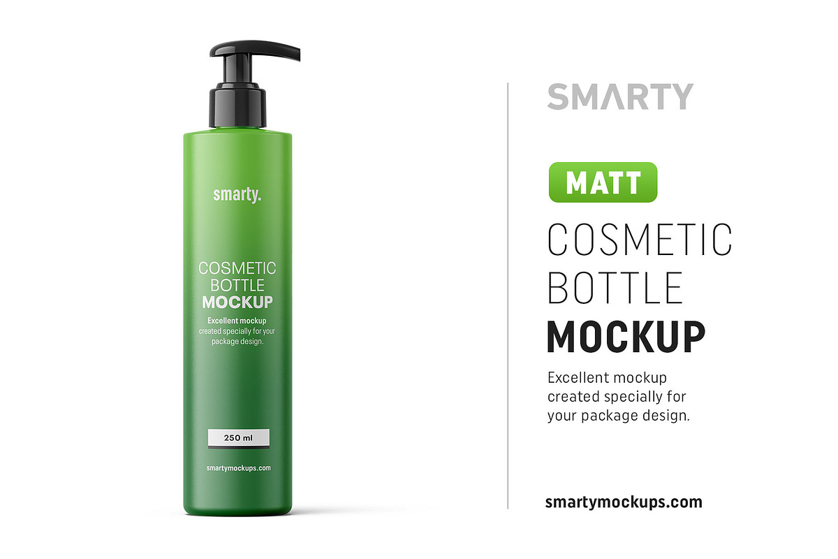 Matt cosmetic bottle mockup 250ml in Product Mockups - product preview 8