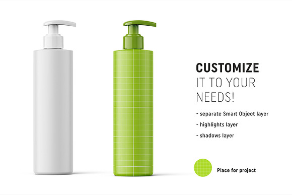 Matt cosmetic bottle mockup 250ml in Product Mockups - product preview 1