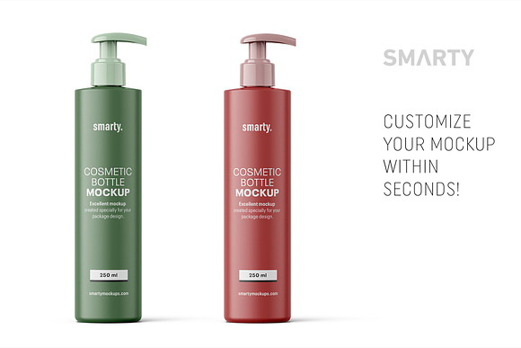 Matt cosmetic bottle mockup 250ml in Product Mockups - product preview 2