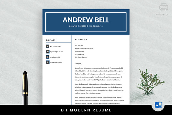 DH Modern Resume Template in Resume Templates - product preview 1