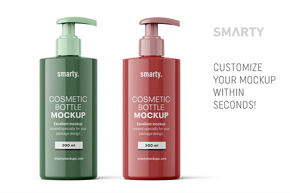 Glossy cosmetic bottle mockup 300ml in Product Mockups - product preview 2