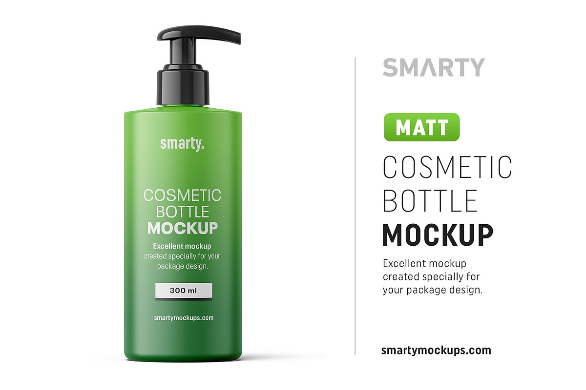 Matt cosmetic bottle mockup 300ml in Product Mockups - product preview 8