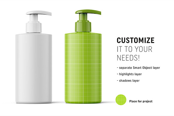 Matt cosmetic bottle mockup 300ml in Product Mockups - product preview 1