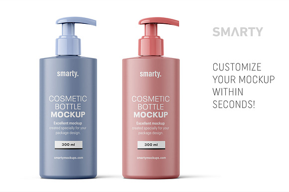 Matt cosmetic bottle mockup 300ml in Product Mockups - product preview 2