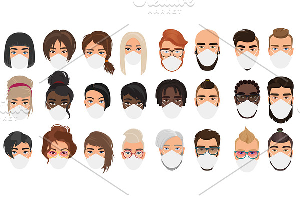 People in masks avatars portraits