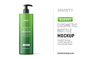 Glossy cosmetic bottle mockup 500ml