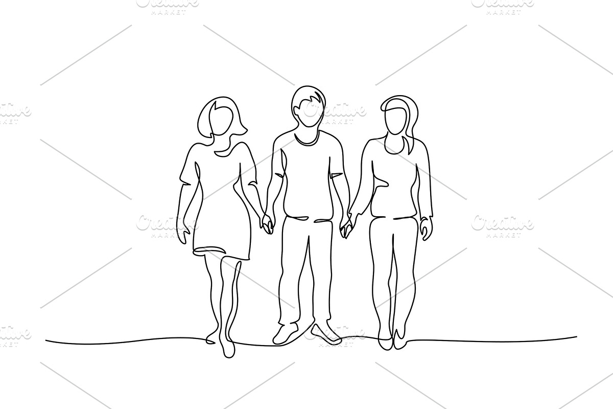 Group of people holding hands in Illustrations - product preview 8