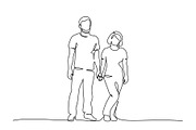 Couple man and woman holding hands