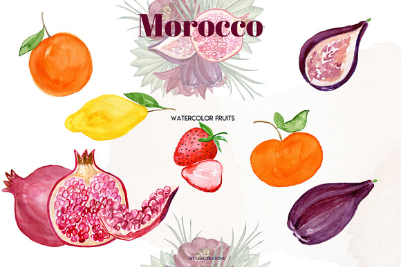 Morocco. Tropical. Watercolor tiles. in Illustrations - product preview 9