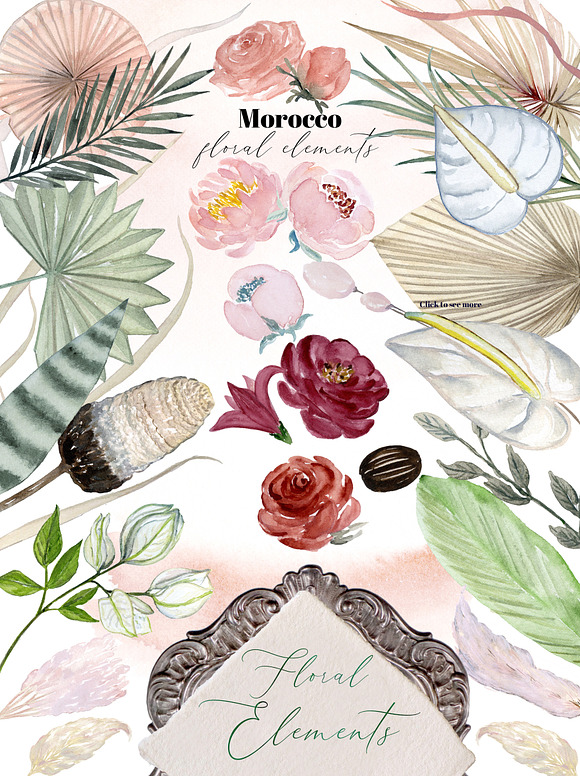 Morocco. Tropical. Watercolor tiles. in Illustrations - product preview 16