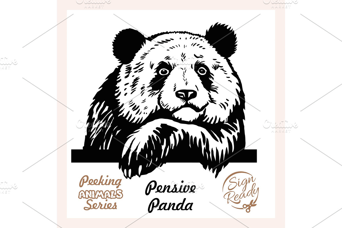 Peeking Pensive Panda - Funny Panda in Illustrations - product preview 8