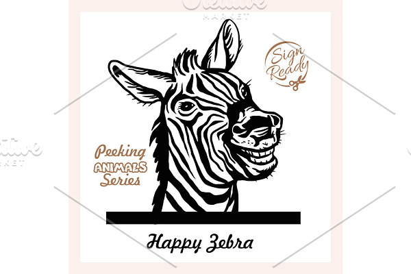 Peeking Happy Zebra - Funny Zebra