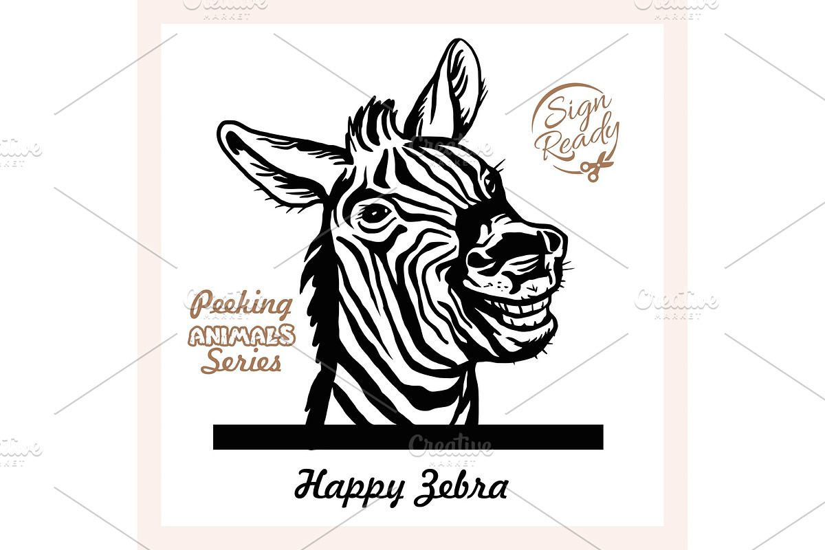 Peeking Happy Zebra - Funny Zebra in Illustrations - product preview 8