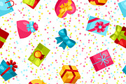 Seamless patterns with gift boxes.
