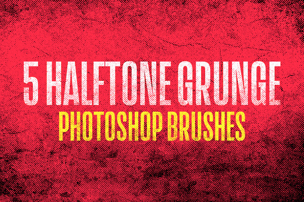 5 Halftone Grunge Brushes + Action