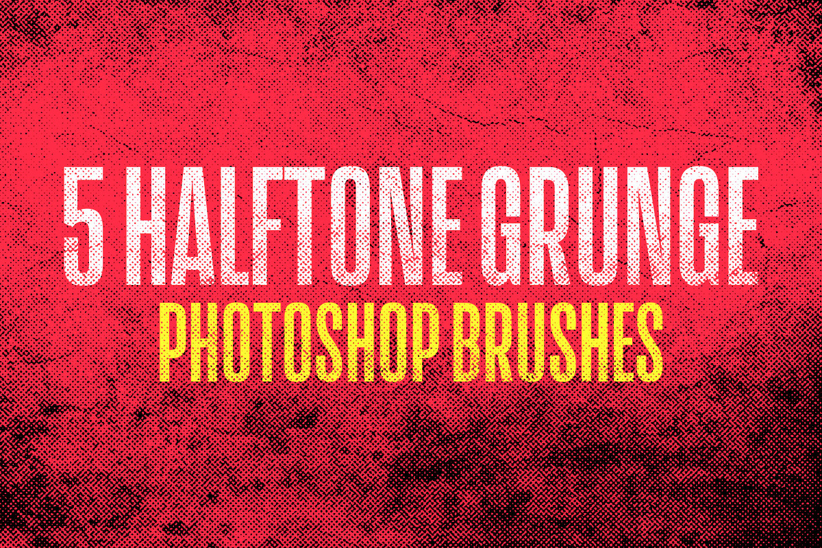 5 Halftone Grunge Brushes + Action in Add-Ons - product preview 8
