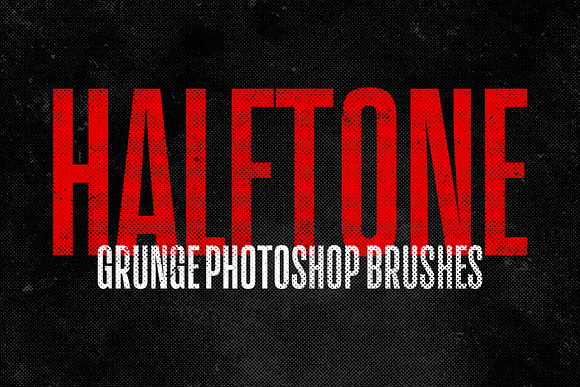 5 Halftone Grunge Brushes + Action in Add-Ons - product preview 1