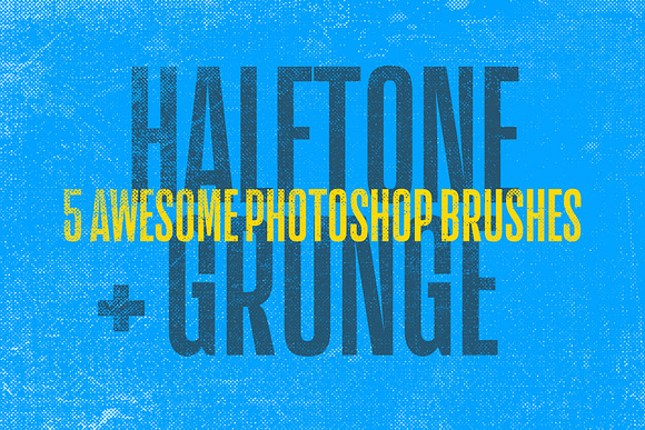 5 Halftone Grunge Brushes + Action in Add-Ons - product preview 2