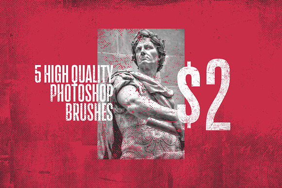 5 Halftone Grunge Brushes + Action in Add-Ons - product preview 3