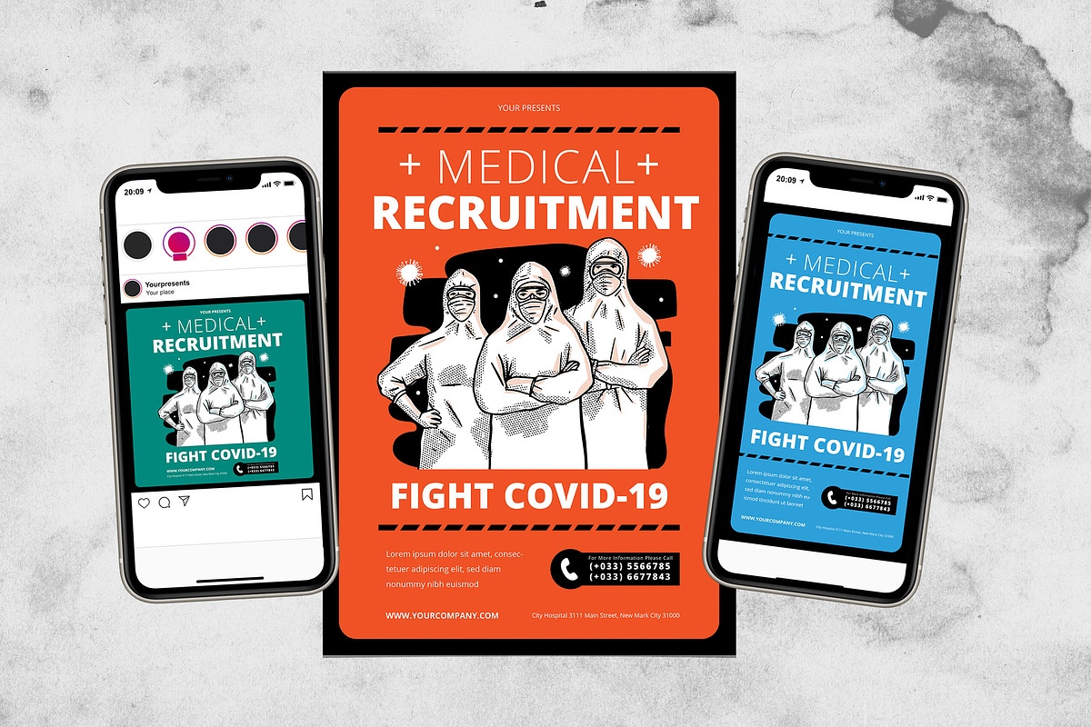 Medical Recruitment Fight Covid19 in Flyer Templates - product preview 8