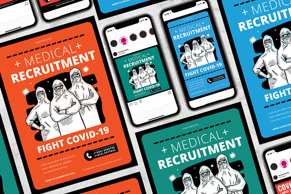 Medical Recruitment Fight Covid19 in Flyer Templates - product preview 1