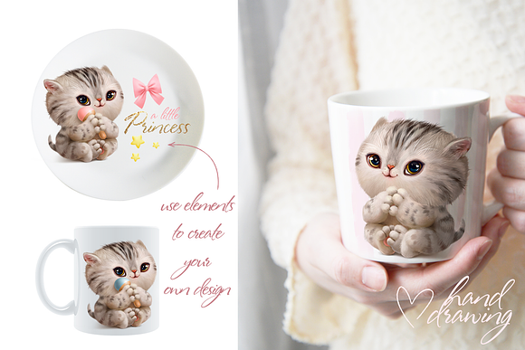 Baby cat  (animal portrait) in Illustrations - product preview 1