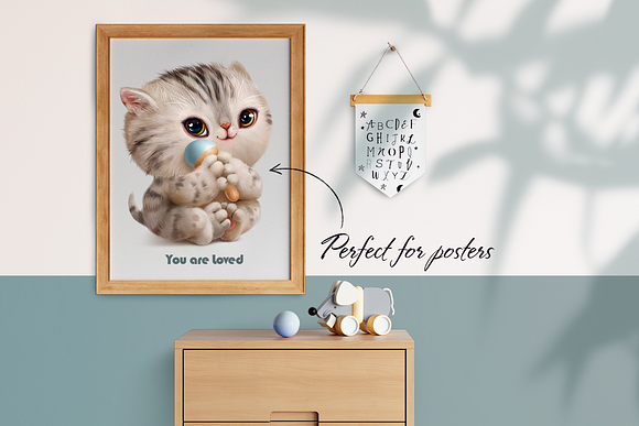 Baby cat  (animal portrait) in Illustrations - product preview 2