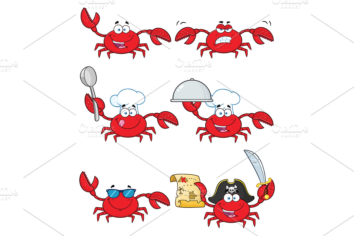 Crab Character Collection - 3 in Illustrations - product preview 8