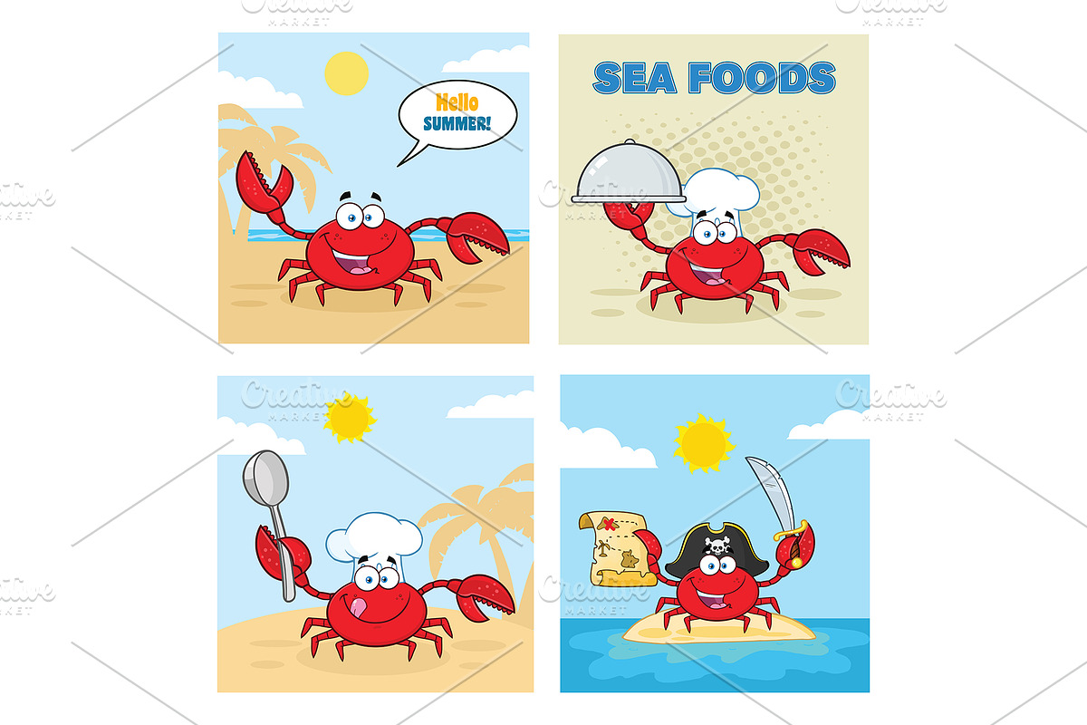 Crab Character Collection - 4 in Illustrations - product preview 8