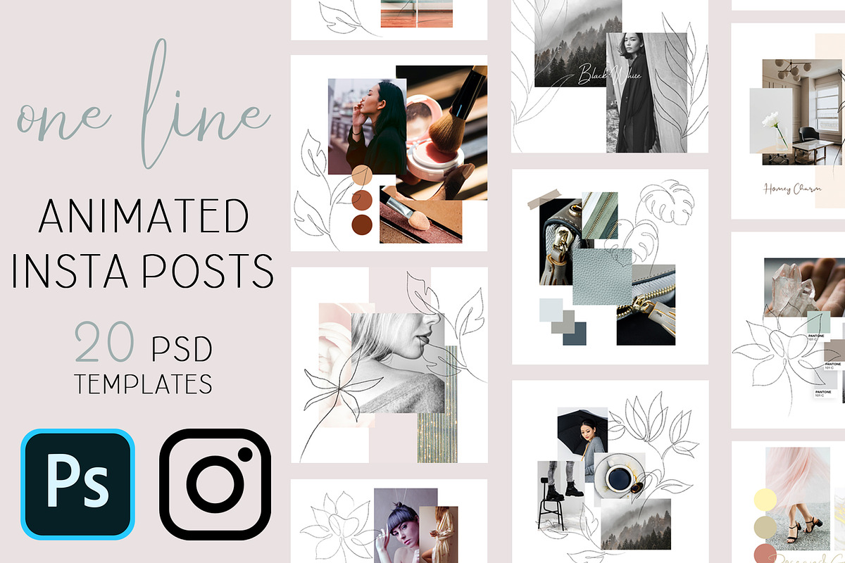 One line Animated Instagram Posts in Instagram Templates - product preview 8