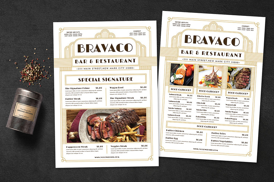 Art Deco Food Menu in Flyer Templates - product preview 8