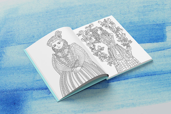 Coloring pages with princesses in Illustrations - product preview 1
