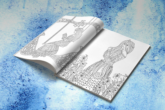 Coloring pages with princesses in Illustrations - product preview 3