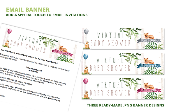 Virtual Baby Shower - Woodland in Card Templates - product preview 2