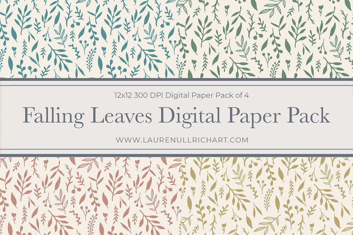 Falling Leaves Digital Paper Pack in Patterns - product preview 8