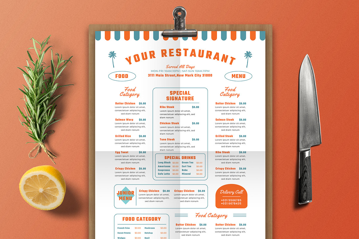Retro Summer Food Menu in Flyer Templates - product preview 8