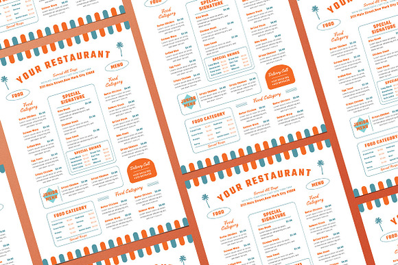 Retro Summer Food Menu in Flyer Templates - product preview 1