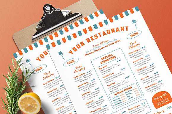 Retro Summer Food Menu in Flyer Templates - product preview 2