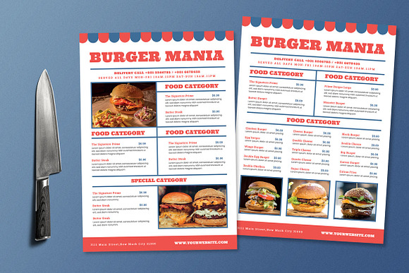 Burger Food Menu in Flyer Templates - product preview 1