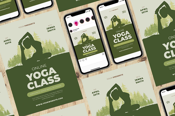 Online Yoga Class in Flyer Templates - product preview 1