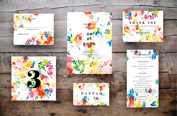 Spring and summer wedding card set in Wedding Templates - product preview 4