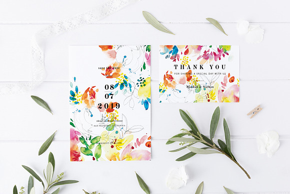 Spring and summer wedding card set in Wedding Templates - product preview 6