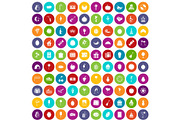100 fruit party icons set color