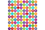 100 garden icons set color