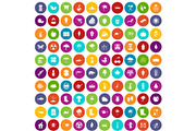 100 garden stuff icons set color