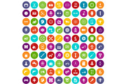100 gear icons set color