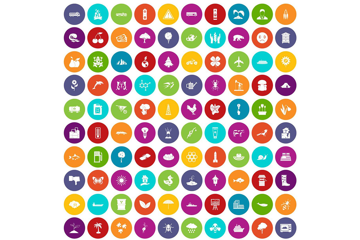 100 global warming icons set color in Illustrations - product preview 8